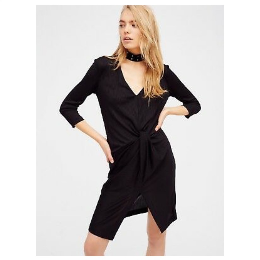 Free People Irene Twist Front Knit Rib Dress